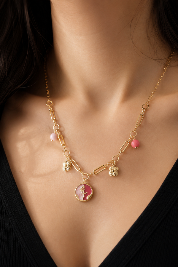 Collana Oro con ciondoli Rosa